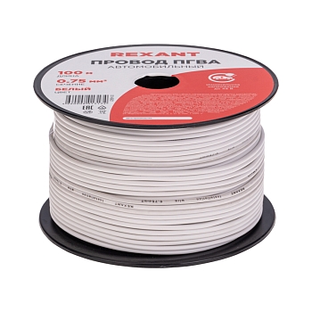 Провод ПГВА 1х0,75мм², белый, бухта 100м REXANT