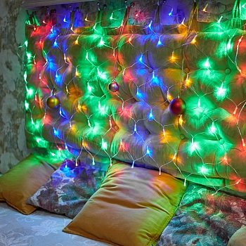 Гирлянда Сеть 1х1,5м, прозрачный ПВХ, 96 LED Мультиколор