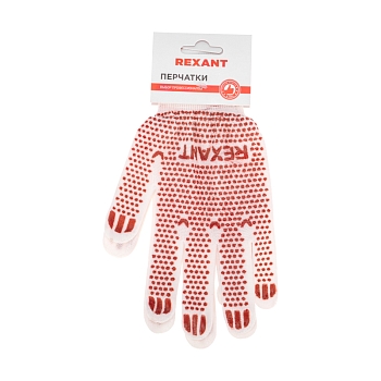 Перчатки х/б с покрытием ПВХ «Точка», 5 нитей, 48-50 г, белые REXANT
