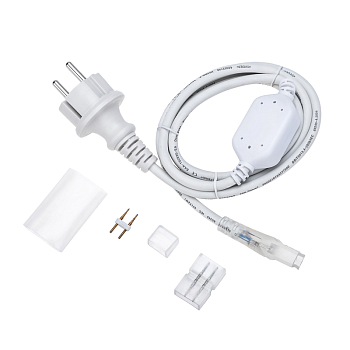 Установочный набор для двухстороннего Гибкого неона 8х16мм (блок питания каучук с диодным мостом и вилкой, заглушка, переходная муфта, игла) 1,5м NEON-NIGHT