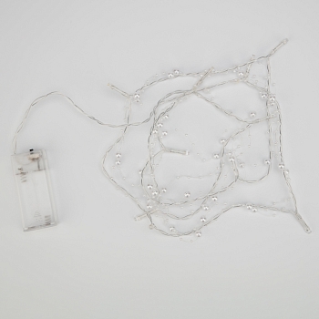 Гирлянда светодиодная Жемчужинки 1,5 м, 10 LED, прозрачный ПВХ, цвет свечения теплый белый, 2 х АА (батарейки не в комплекте) NEON-NIGHT