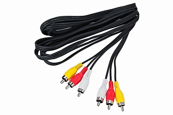 Шнур 3 RCA - 3 RCA, 3м, черный REXANT