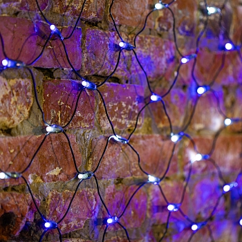 Гирлянда светодиодная Сеть 2,5х2,5м 432 LED БЕЛЫЙ/СИНИЙ черный ПВХ IP65 постоянное свечение 230В блок в комплекте NEON-NIGHT