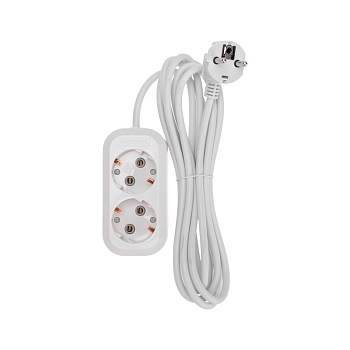 Удлинитель 2 гнезда, 3м, 3х0,75мм², с/з, белый PROconnect