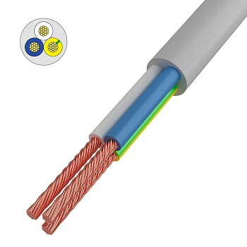 Провод соединительный ПВС 3x1,0 мм², белый, длина 50 метров, ГОСТ 7399-97 REXANT