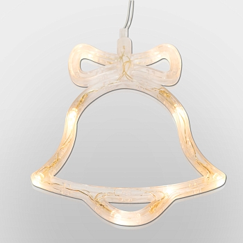 Фигура светодиодная Колокольчик на присоске с подвесом, цвет ТЕПЛЫЙ БЕЛЫЙ