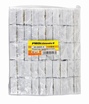 Розетка телефонная внешняя, 2 порта UTP, RJ-11 (6P2C), CAT 3 PROconnect