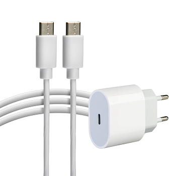 Сетевое зарядное устройство USB-C, 20Вт в комплекте с кабелем USB-C – USB-C REXANT
