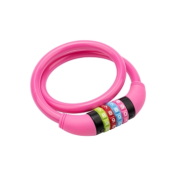 Замок тросовый кодовый взломостойкий для велосипедов и колясок 65см розовый ЧЕТЫРЕ СЕЗОНА