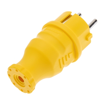 Вилка влагозащищенная прямая, c/з, 16А, IP44, каучук, желтая REXANT