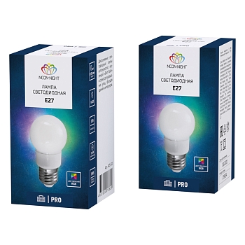 Лампа светодиодная, диаметр 50мм, E27, 9 LED, 3Вт, RGB, матовая колба, 230В NEON-NIGHT