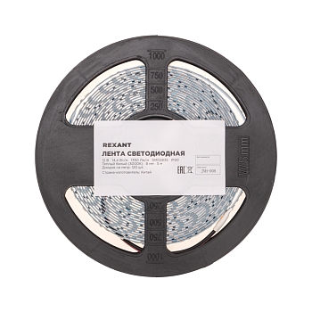 Лента светодиодная 12В, SMD2835, 14,4Вт/м, 120 LED/м, 3000K, 8мм, 5м, IP20 REXANT