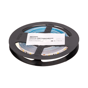 Лента светодиодная 12В, SMD2835, 9,6Вт/м, 60 LED/м, 3000K, 8мм, 5м, IP20 REXANT