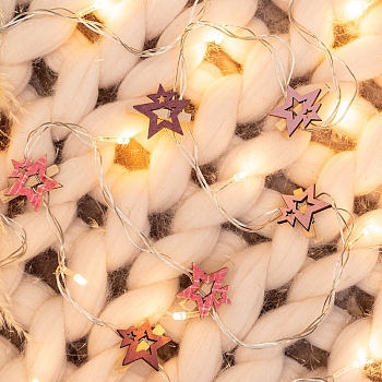 Деревянные прищепки Звездочки 16x4,5x1,3 cм, розовые, 6 шт, NEON-NIGHT