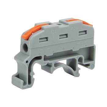 Клемма СМК 222-421D проходная 1-полюсная, с креплением на DIN-рейку (0,08-4 мм²) серая (25 шт./уп.) REXANT