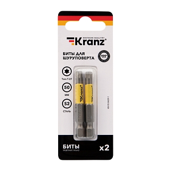 Бита для шуруповерта Torx T27х50 мм (2 шт./уп.) Kranz