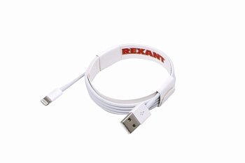 Кабель USB-A – Lightning, 2,4А, 1м, ПВХ, белый, оригинал (чип MFI) REXANT