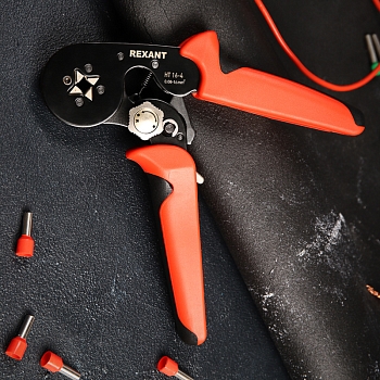 Кримпер HT-16-4 для обжима штыревых наконечников 0,08-16,0мм², с регулятором прижимного усилия REXANT