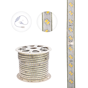 Лента светодиодная 220В, SMD5730, 38Вт/м, 120 LED/м, Теплый белый, 6,5х17мм, 100м, без установочного набора, IP67 NEON-NIGHT