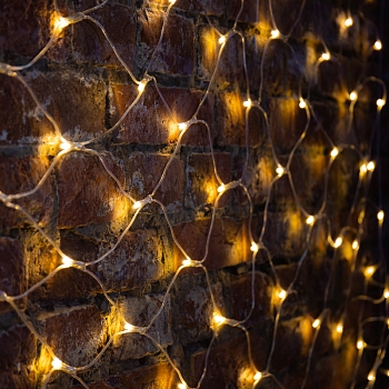 Гирлянда светодиодная Сеть 2х1,5м 288 LED ТЕПЛЫЙ БЕЛЫЙ прозрачный ПВХ IP65 свечение с динамикой 230В блок в комплекте NEON-NIGHT