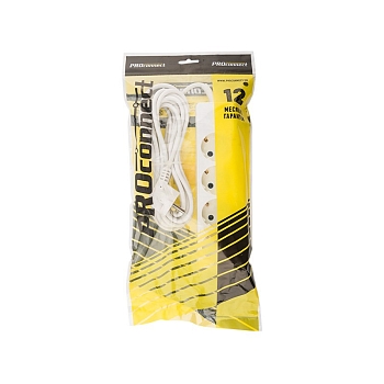 Удлинитель PREMIUM 4 гнезда 5м 3х0,75мм² с/з белый PROconnect