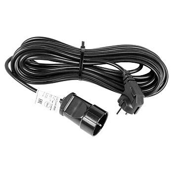 Удлинитель-шнур ПВС 3х0,75, 20м, с/з, 6А, 1300Вт, IP44, черный (Сделано в России) REXANT