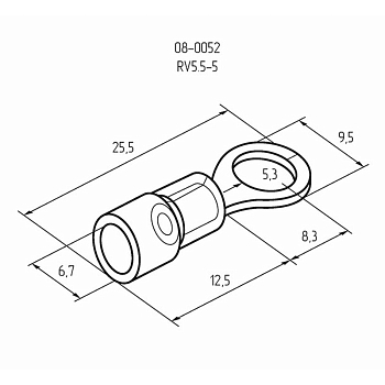 Наконечник кольцевой изолированный ø 5.3 мм 4-6 мм² (НКи 6.0-5/НКи5,5-5) желтый REXANT