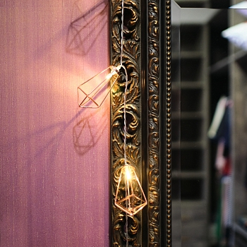 Гирлянда светодиодная Кристаллы бронзовые 10 LED, 1,5 м, прозрачный ПВХ, теплый белый свет свечения, 2 х АА (батарейки не в комплекте) NEON-NIGHT