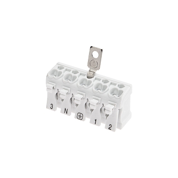 Клемма пружинная соединительная КСП 5-полюсная с заземлением и с монтажными ножками (50 шт./уп.) REXANT