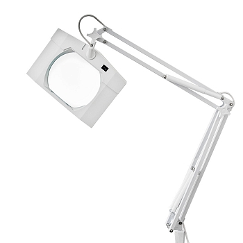 Лупа на струбцине квадратная 3D с подсветкой, 150х180мм, белая REXANT