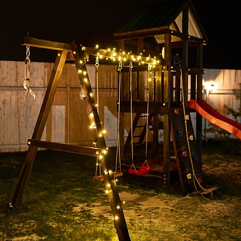 Гирлянда Нить управляемая 10м 100 LED ЗОЛОТОЙ черный ПВХ IP65 свечение с динамикой 230В контроллер в комплекте NEON-NIGHT