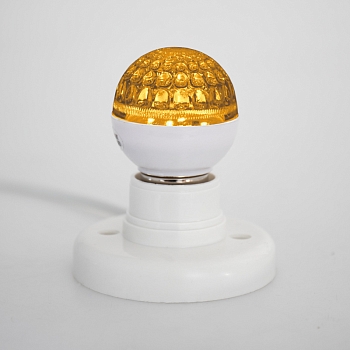 Лампа светодиодная, диаметр 50мм, E27, 9 LED, 1Вт, ЖЕЛТЫЙ, прозрачная колба, 230В NEON-NIGHT