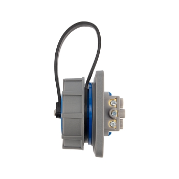 Розетка влагозащищенная настенная фланцевая с крышкой 1 гнездо, 2Р+РЕ, 16А, IP68, серая REXANT