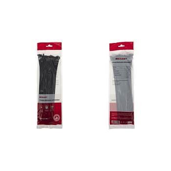 Стяжка кабельная нейлоновая 300x3,6мм, черная (100 шт/уп) REXANT
