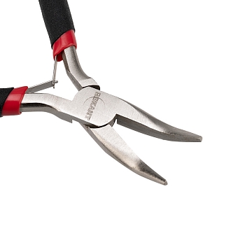 Тонкогубцы изогнутые мини 120мм никелированные, авторазжим, обливные рукоятки REXANT