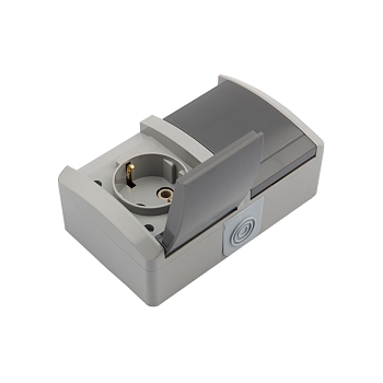 Блок горизонтальный 2 розетки (керамика) INDUSTRIAL IP54 с/з, о/у, серый KRANZ