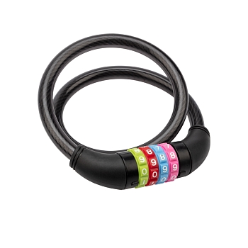 Замок тросовый кодовый взломостойкий для велосипедов и колясок 65см черный ЧЕТЫРЕ СЕЗОНА