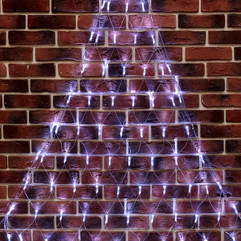 Гирлянда светодиодная Сеть треугольная 1,5х2х2м 136 LED БЕЛЫЙ прозрачный ПВХ IP65 свечение с динамикой 230В контроллер в комплекте NEON-NIGHT