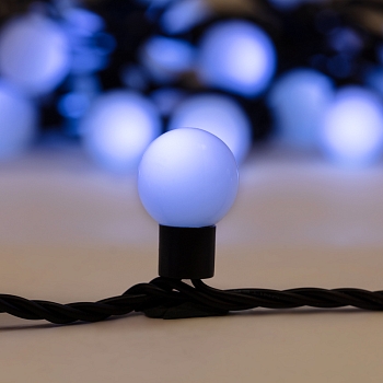 Гирлянда светодиодная Мультишарики Ø23мм 10м 80 LED БЕЛЫЙ черный ПВХ IP65 постоянное свечение 230В нужен блок 303-500 NEON-NIGHT