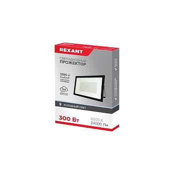 Прожектор светодиодный СДО 300Вт 24000Лм 6500К холодный свет, черный корпус REXANT