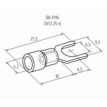 Наконечник вилочный изолированный 6.5 мм 0.5-1.5 мм² (НВи 1.5-6) красный REXANT