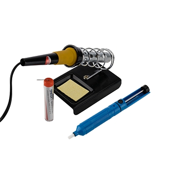 Набор для пайки №4 (паяльник 30Вт, оловоотсос, подставка, припой, губка) REXANT