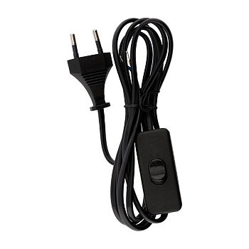 Шнур сетевой с выключателем 2х0,75 мм² 1,8м черный REXANT