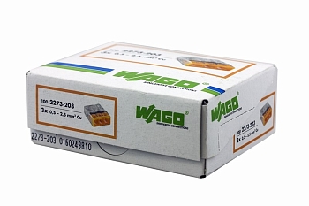 2273-203 Экспресс-клемма 3-проводная до 2,5 мм², (100 шт./уп.) WAGO