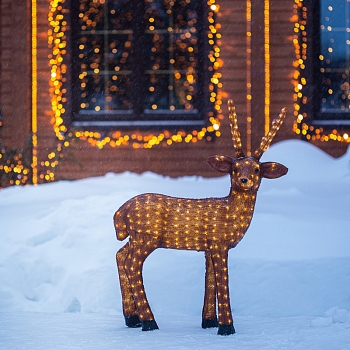Акриловая светодиодная фигура Бурый олень 100 см, 380 светодиодов, IP 65, понижающий трансформатор в комплекте, NEON-NIGHT