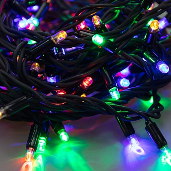 Гирлянда светодиодная Нить 20м 200 LED МУЛЬТИКОЛОР черный каучук IP67 постоянное свечение 230В соединяется нужен блок 315-000 NEON-NIGHT