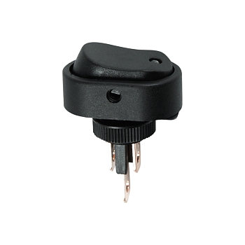 Выключатель клавишный овальный 12В 30А (3с) ON-OFF черный с желтой LED-подсветкой REXANT