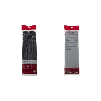 Стяжка кабельная нейлоновая 400x7,6мм, черная (100 шт/уп) REXANT