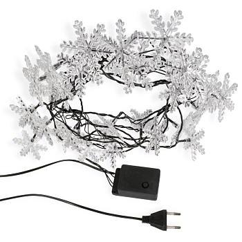 Гирлянда светодиодная Снежинки 30 LED МУЛЬТИКОЛОР 4,4 метра с контроллером