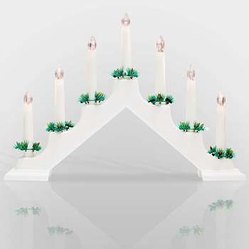 Новогодняя горка 7 свечек, цвет корпуса: Белый, цвет свечения: ТЕПЛЫЙ БЕЛЫЙ